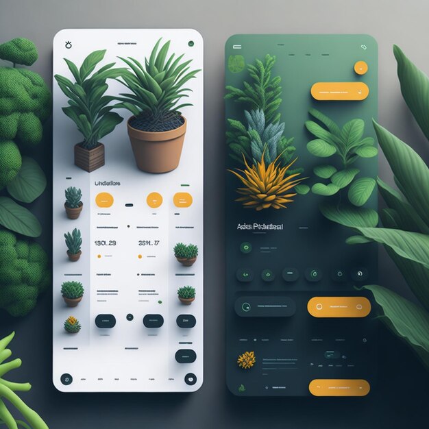 Un smartphone avec une plante dessus et une plante sur l'écran.