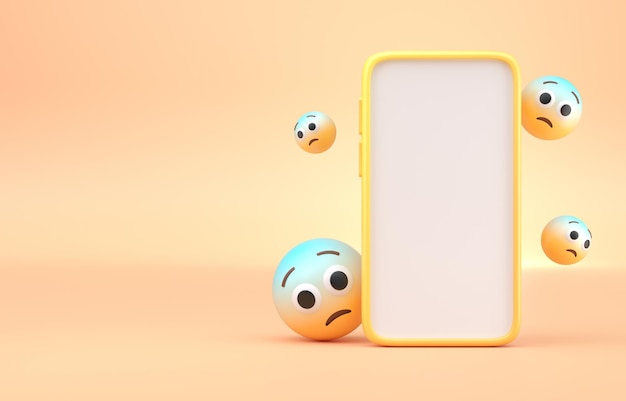 Smartphone avec rendu 3D Emojis 3D