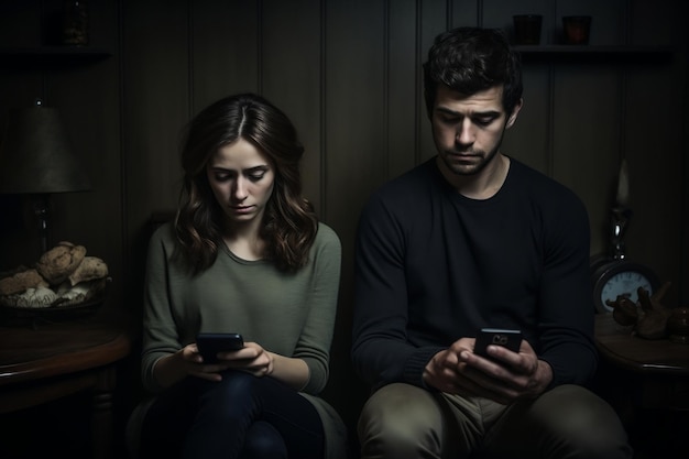 SmartphoneAddicted Couple s’ignorant Ai générative