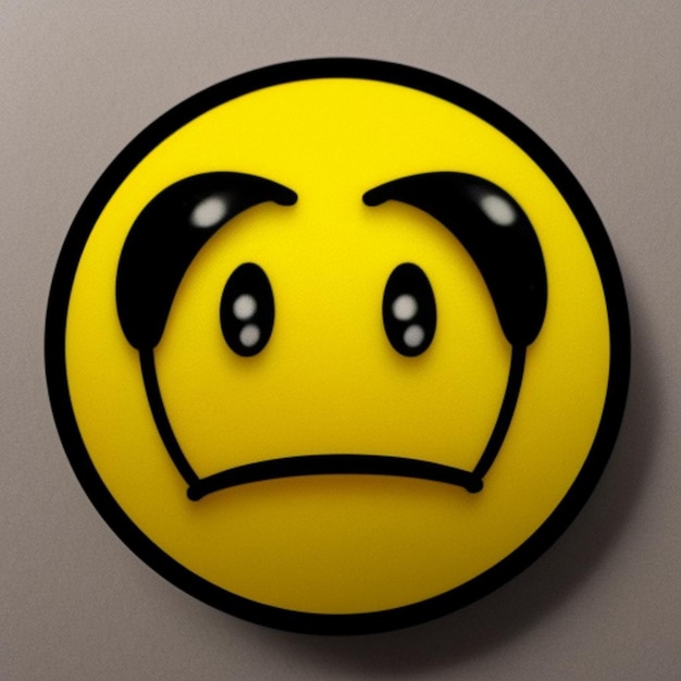 Un smiley jaune avec un visage noir qui dit "triste".