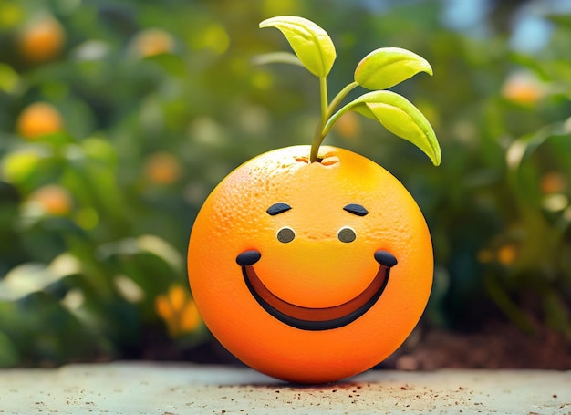 Un smiley orange mignon dans un jardin Journée mondiale du sourire