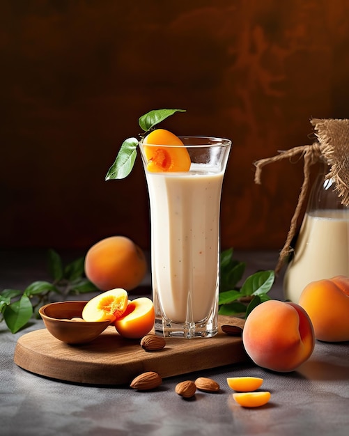 Smoothie aux abricots avec fond de jardin