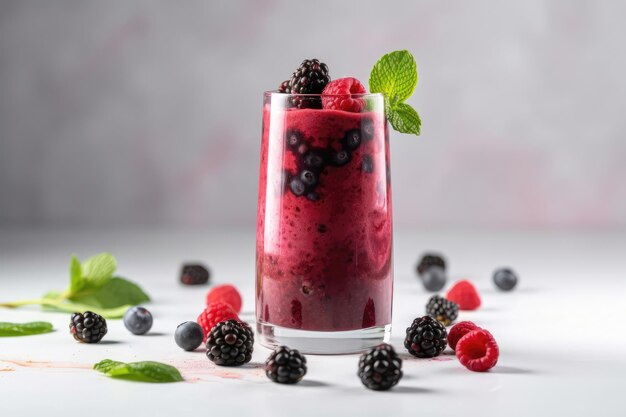 Smoothie aux baies mélangées sur fond blanc IA générative