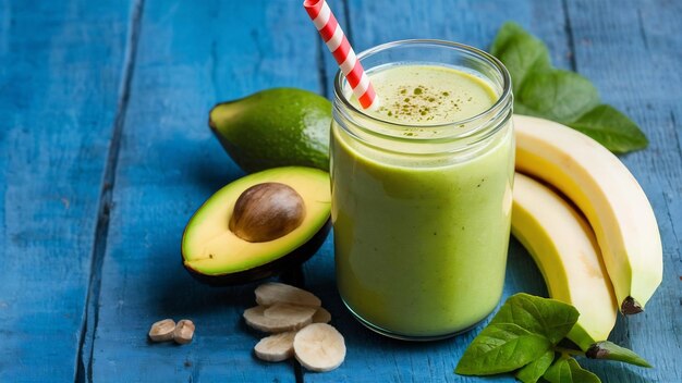 Photo un smoothie avec de l'avocat et de la banane