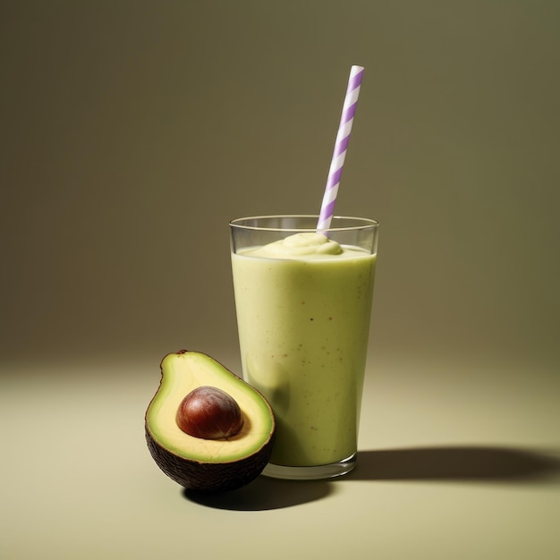 Smoothie à l'avocat avec fond de studio