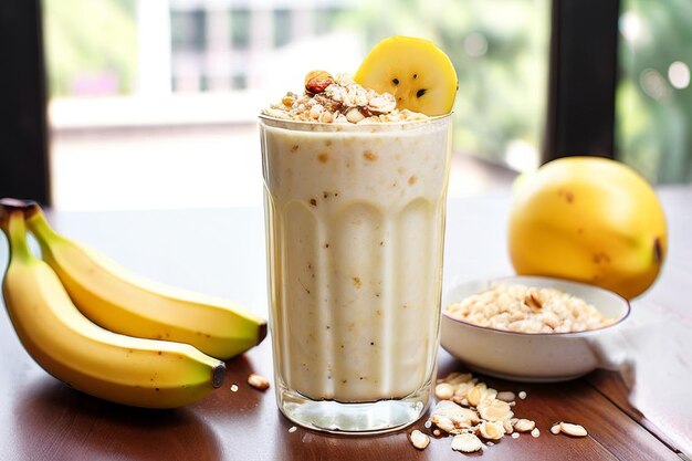 Smoothie à la banane avec de la farine d'avoine généré par l'IA