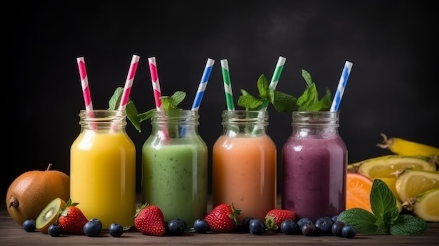 Smoothie coloré Illustration AI GenerativexA