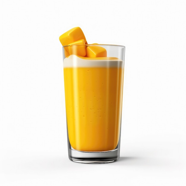 Smoothie frais mangue lassi à la mangue en studio isolé sur fond blanc