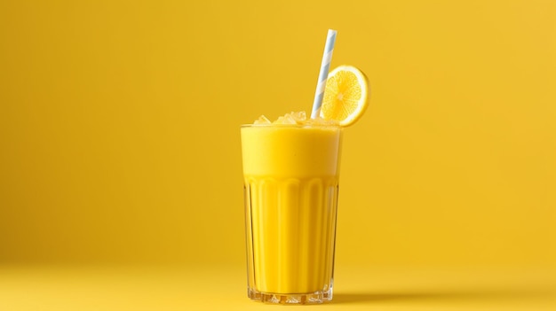 smoothie Un verre de jus d'orange avec une paille sur le dessus