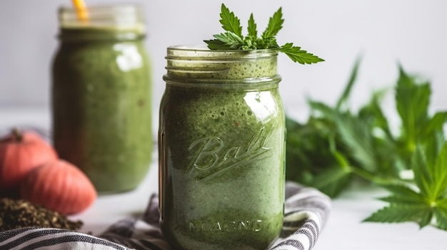Un smoothie vert rafraîchissant à base de pommes de kale et d'épinards, une boisson énergisante riche en nutriments