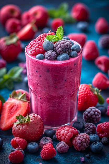 Un smoothie vibrant énergiqué par des fruits colorés