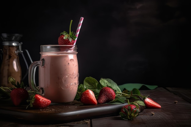 Photo smoothies aux fraises