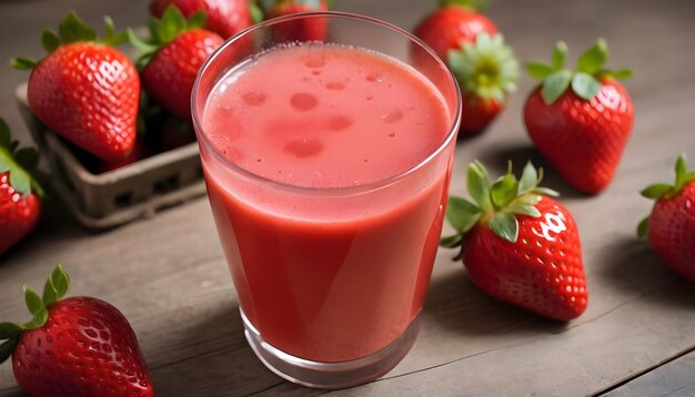 Smoothies à la fraise à angle élevé dans le verre