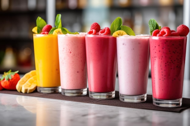 Photo smoothies de fruits frais générés par l'ia