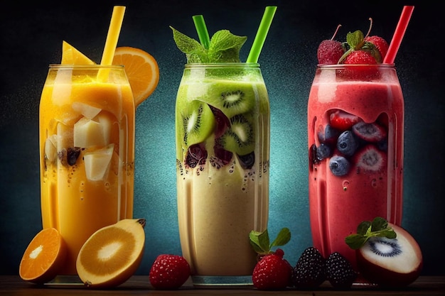 Smoothies jus de fruits frais AI Generated