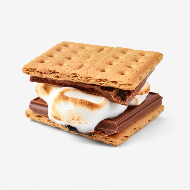 Un smore fait maison isolé sur un fond blanc