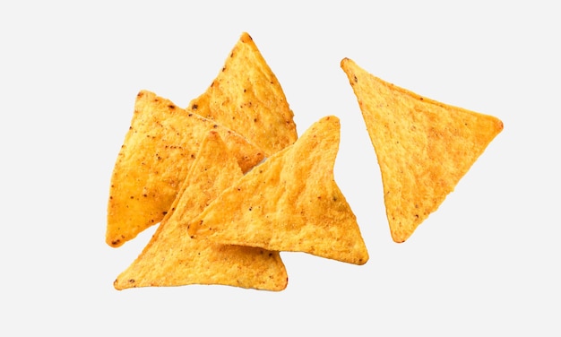 Snacks chips nachos isolés sur fond blanc