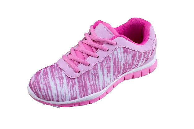 Sneaker chaussures de sport rose sur fond blanc