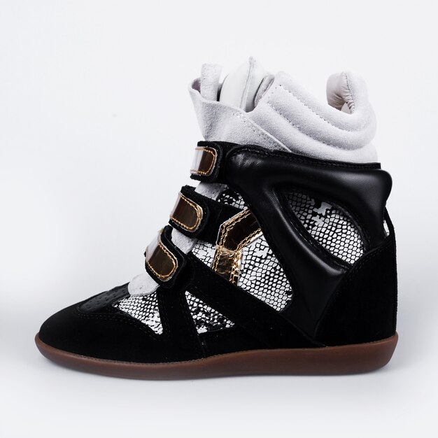 Sneaker plateforme en cuir noir