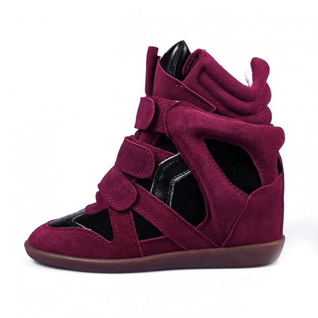 Sneaker plateforme en cuir violet