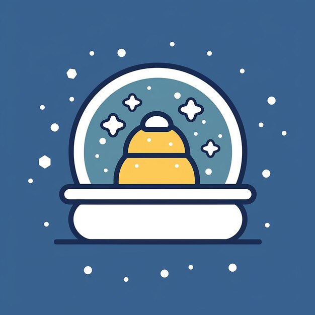 Snow_Globe_Base_Modern_Line_Icon_Vector_Line_Art_Cute