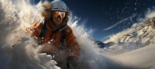Photo snowboarder dans les montagnes ia générative
