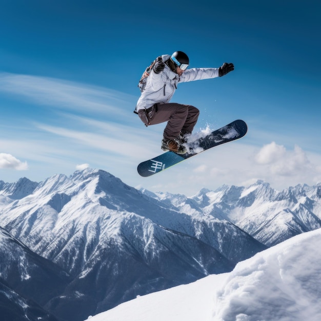 Un snowboarder effectuant un truc de saisie élégant en descendant une montagne