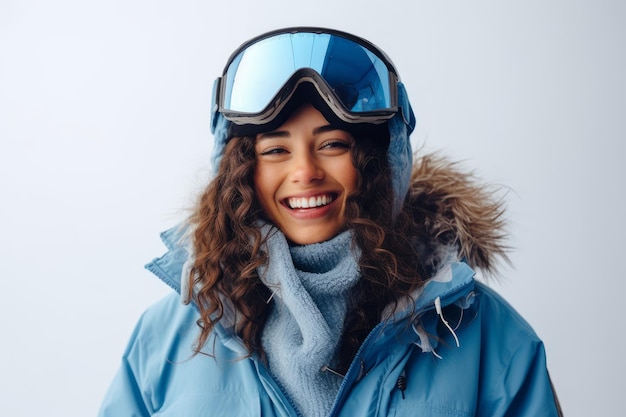 Snowboarder happy woman fun Studio joy Générer Ai