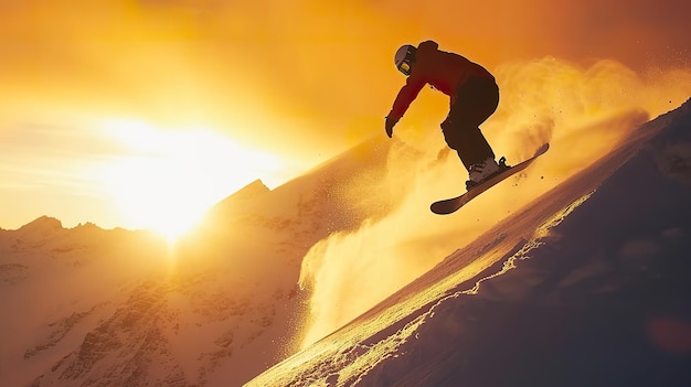 Snowboarder sautant Un sport d'hiver passionnant dans les montagnes