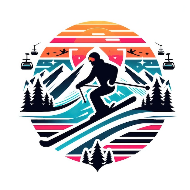 Snowboarding Sport d'hiver Modèle de conception du logo coloré