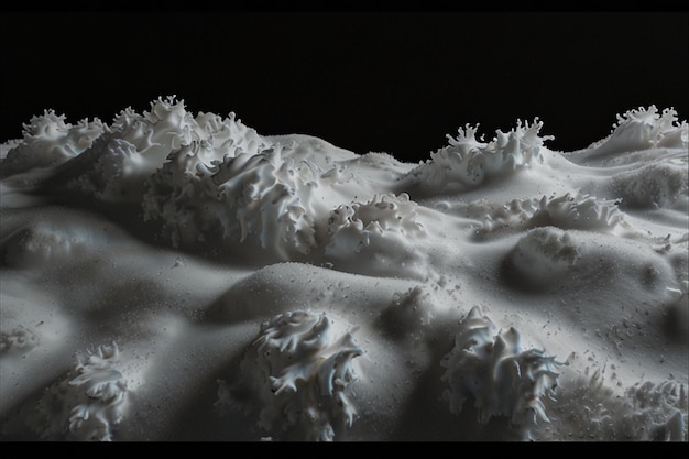 Snowdrift sur fond noir rendu en 3D