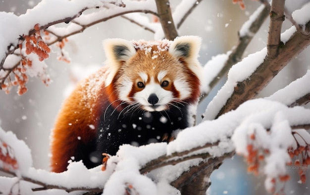 Snowy Retreat Red Panda Cozy Winter Haven IA générative