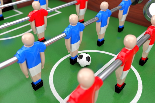 Photo soccer table football game gros plan extrême. rendu 3d