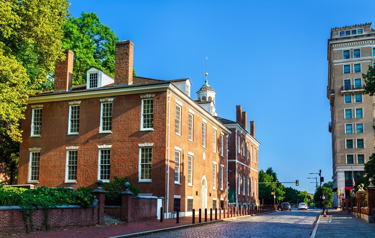 Photo société philosophique américaine et vieil hôtel de ville bâtiments historiques à philadelphie en pennsylvanie