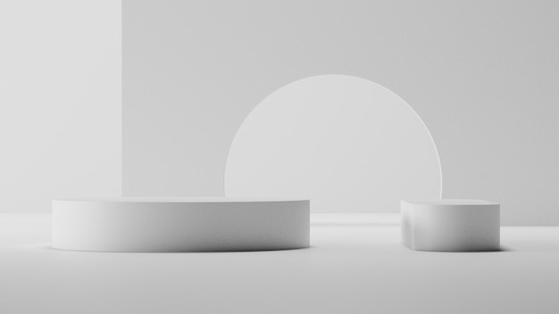 socle blanc minimal pour l'affichage, podium de scène monochrome pour la vitrine du produit, rendu 3D