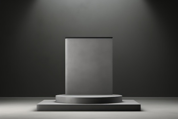 Socle noir minimaliste dans une pièce sombre