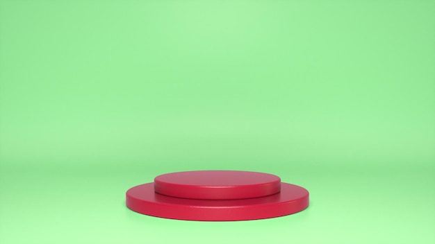 Socle De Podium Brillant Rouge Sur Fond Vert Photo Premium