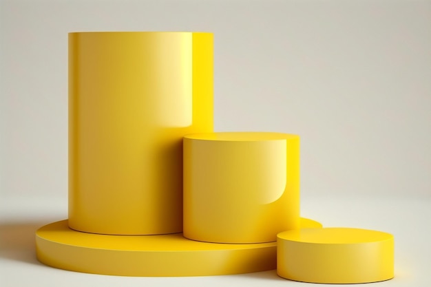 socle de podium rond en plastique jaune et en plastique support moderne présentoir de produit résumé
