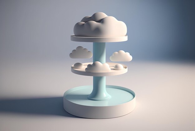 Photo un socle pour présenter des produits avec des nuages sur fond clair