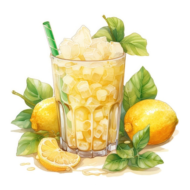 Soda à la crème aux fruits aquarelle Soda japonais