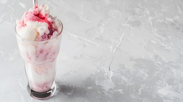 Soda de crème glacée à la fraise sur surface de marbre IA générative