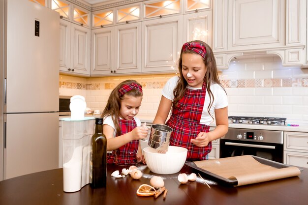 soeurs à la maison cuisiner ensemble