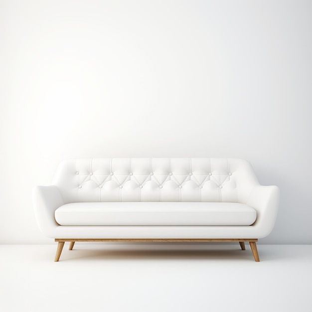 Photo sofa en cuir blanc sur un fond de mur blanc rendu 3d