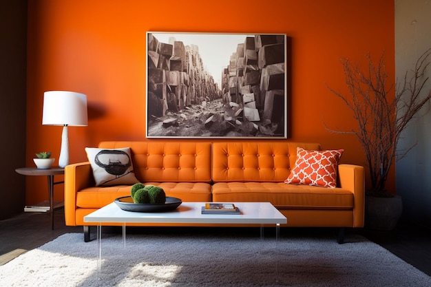 Sofa dans le salon orange