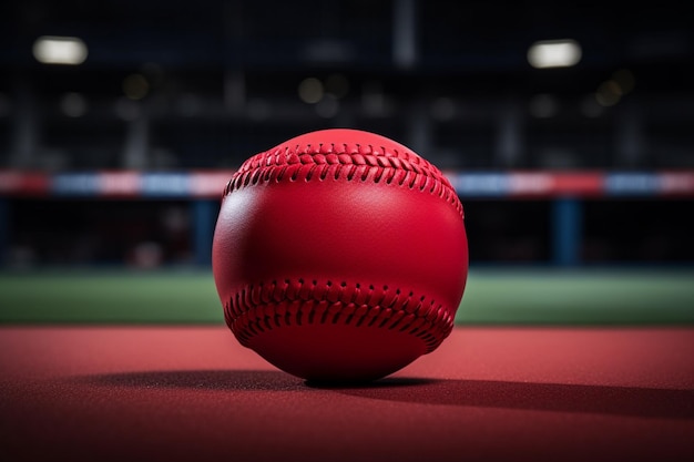 Un softball à lancer rapide dans un gant reposant sur l'herbe du terrain avec le gant ouvert