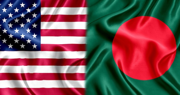 Soie drapeau USA et Bangladesh