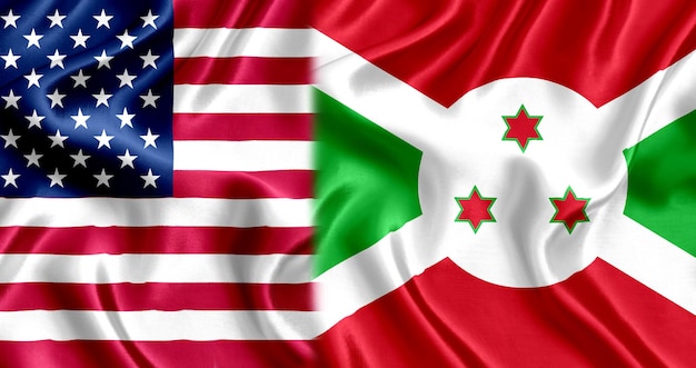 Soie drapeau USA et Burundi