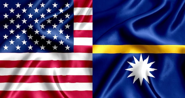 Soie drapeau USA et Nauru