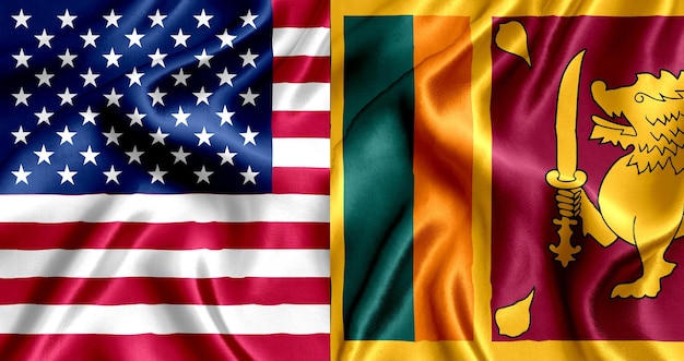 Soie drapeau USA et Sri_Lanka