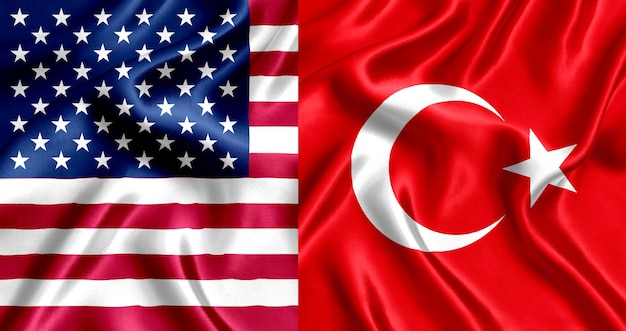 Soie drapeau USA et Turquie